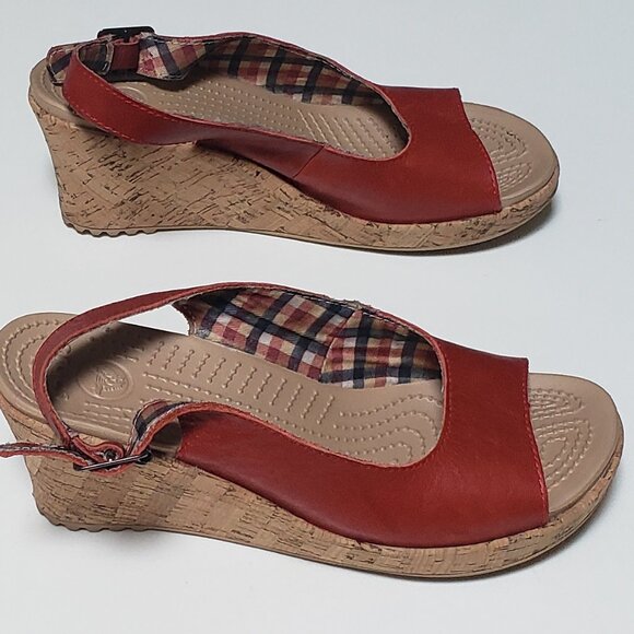 CROCS Leigh Sling Back Cork Wedge Sandal - Picture 7 of 10